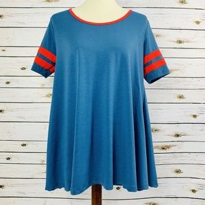LuLaRoe Perfect T Blue Red Baseball Top Size 4-10